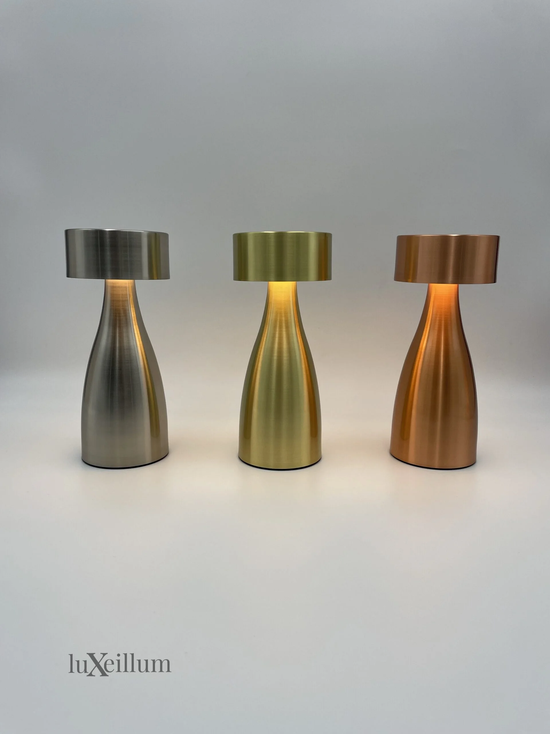 Fine dining table setting with warm cordless lamp glow