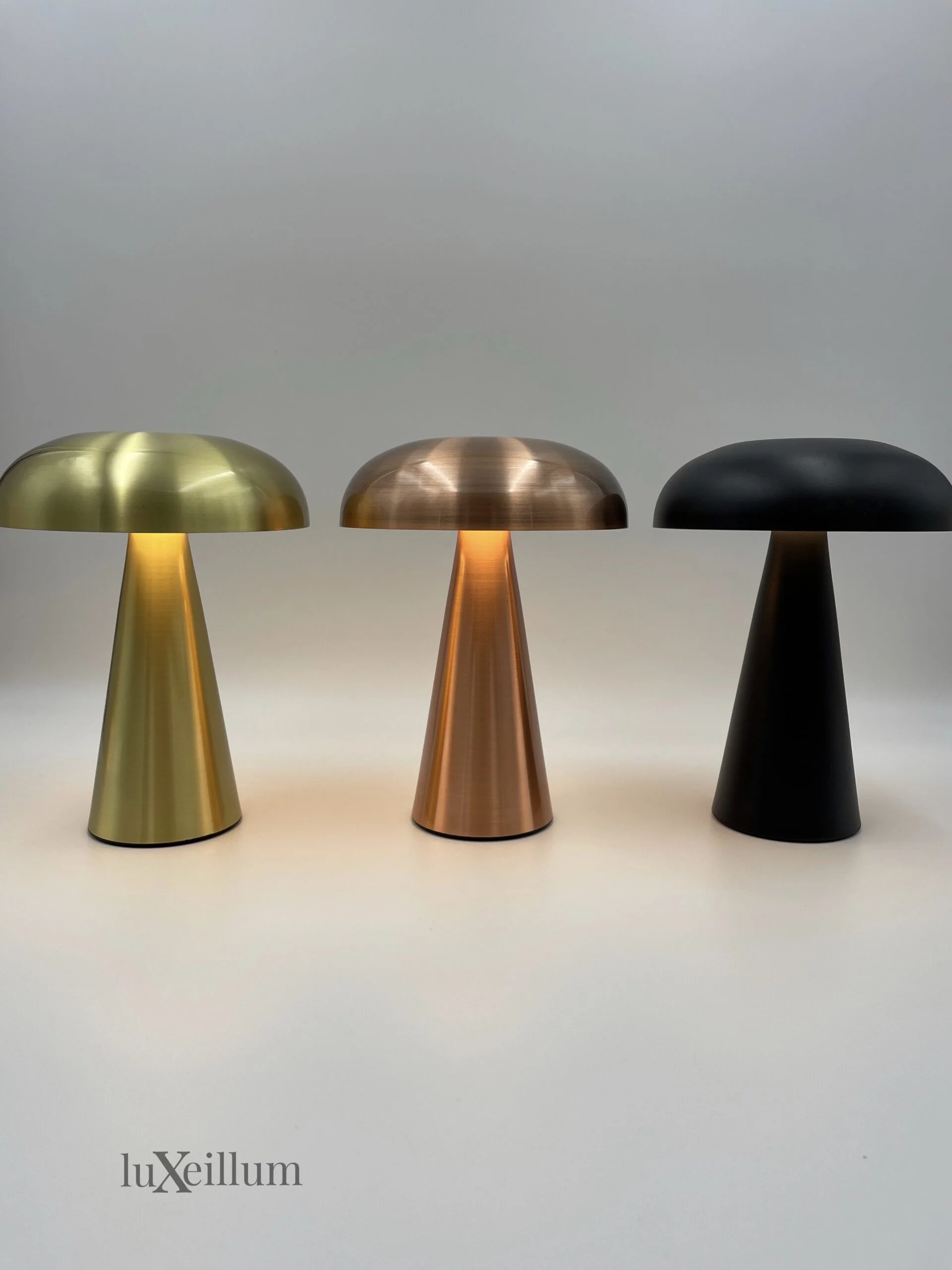 Rechargeable cordless lamp in a coffee finish on restaurant tabl