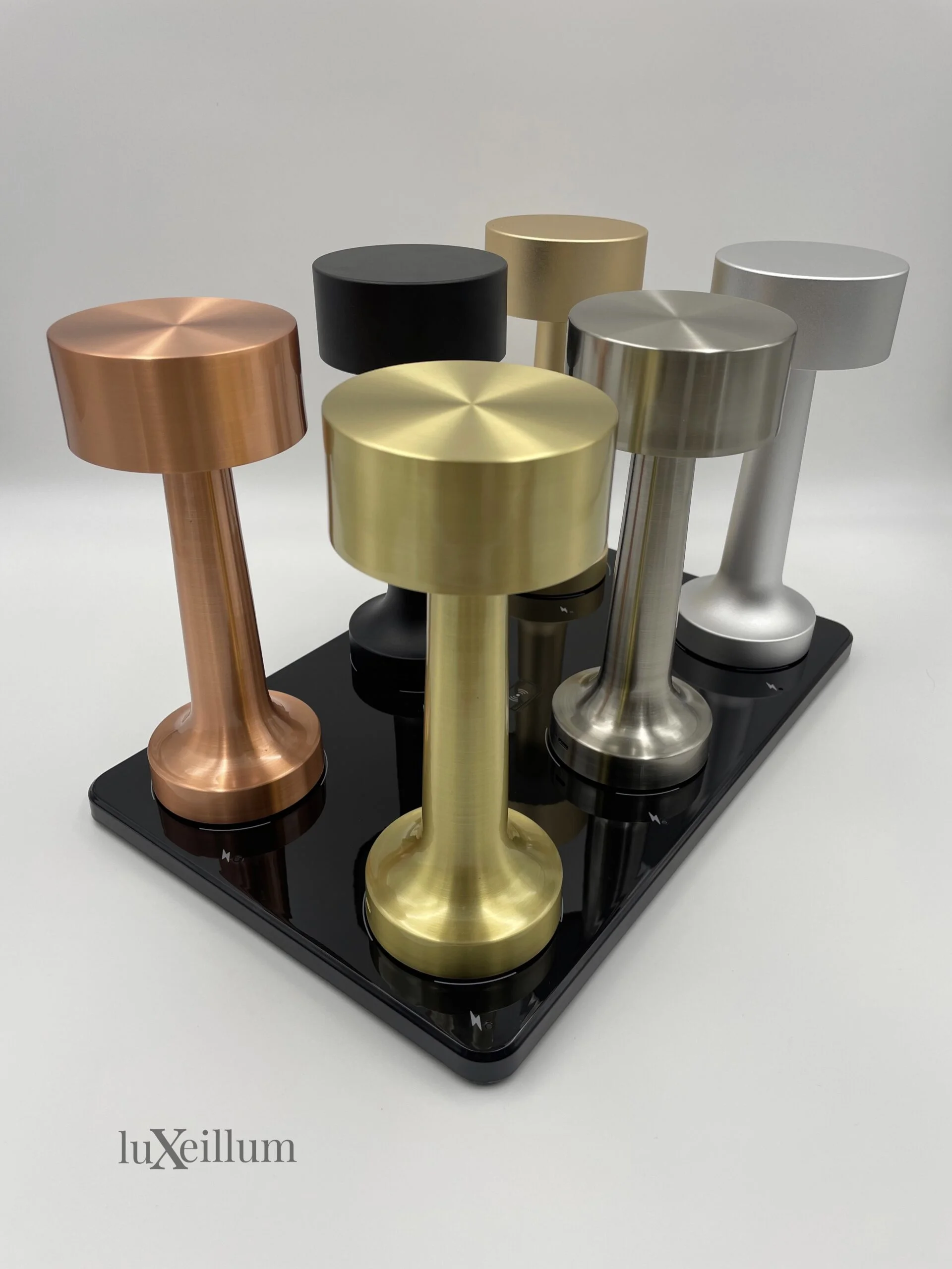 Premium rechargeable table lamp with metallic sand brown finish